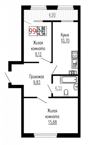 Двухкомнатная №99