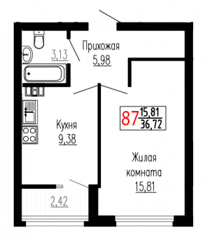 Однокомнатная №87