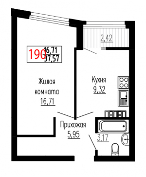 Однокомнатная №190