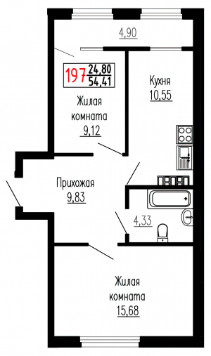 Двухкомнатная №197