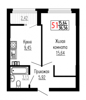 Однокомнатная №51