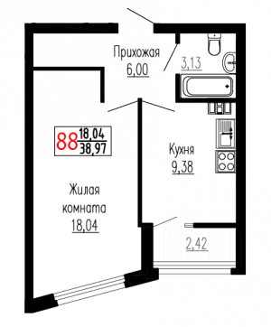 Однокомнатная №88