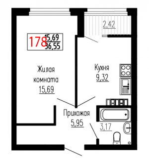 Однокомнатная №178