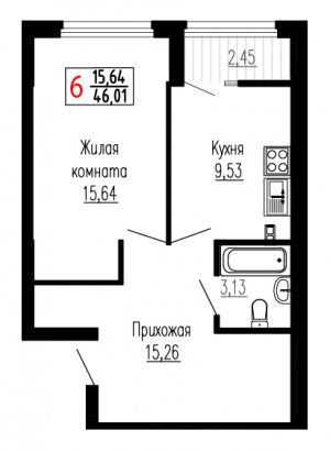 Однокомнатная №6