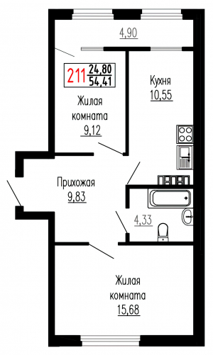 Двухкомнатная №211