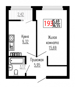 Однокомнатная №193