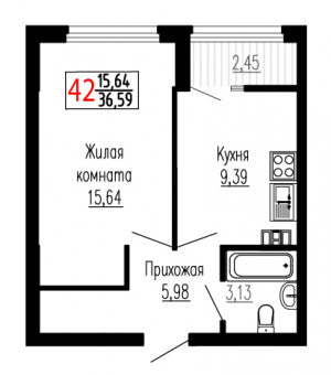 Однокомнатная №42