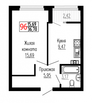 Однокомнатная №96