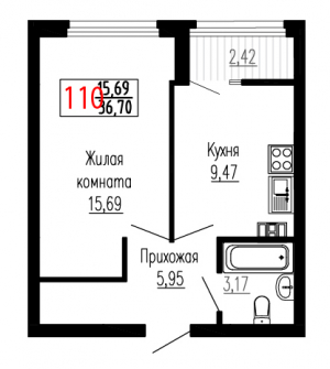 Однокомнатная №110
