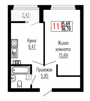 Однокомнатная №111