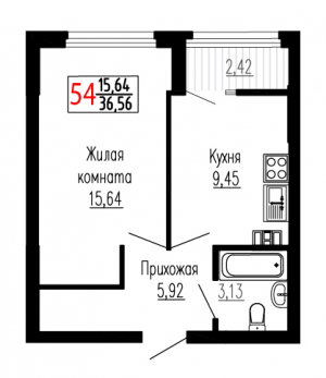 Однокомнатная №54