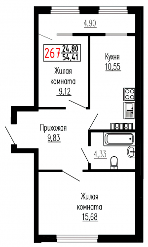 Двухкомнатная №267