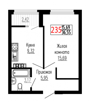 Однокомнатная №235