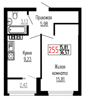 Однокомнатная №255