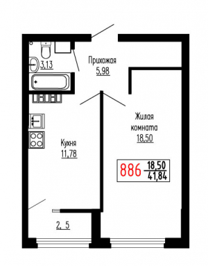 Однокомнатная №886