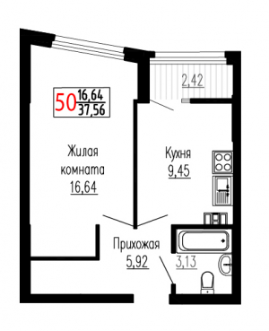 Однокомнатная №50
