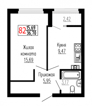 Однокомнатная №82
