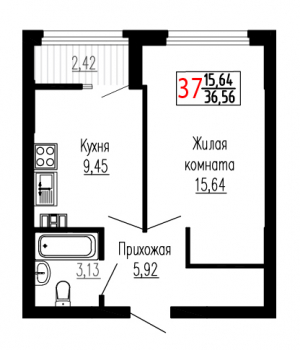Однокомнатная №37