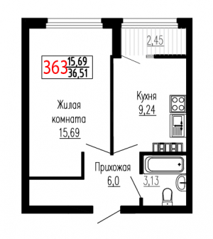 Однокомнатная №363