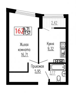 Однокомнатная №162