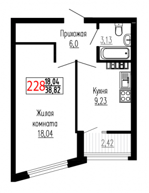 Однокомнатная №228