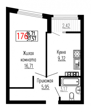 Однокомнатная №176